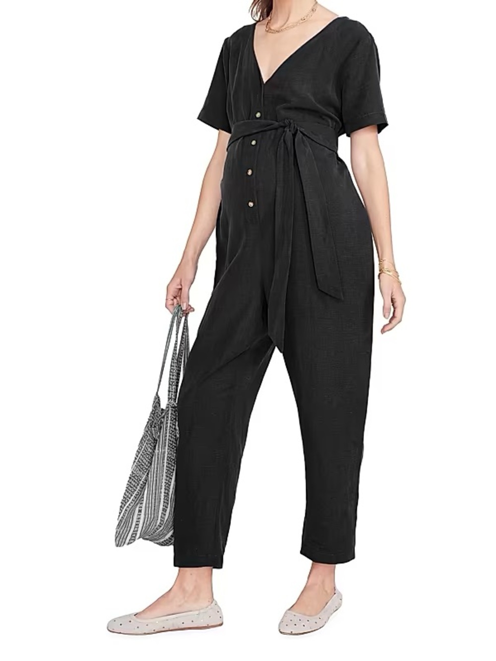 Hatch Maternity The Noelle Jumpsuit Black Size 2 - Medium nursing linen blend